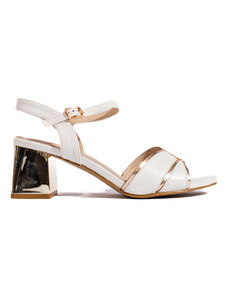 GOODIN Moderné biele sandále pre ženy na širokom podpätku