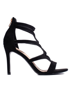 GOODIN Krásne dámske sandále čiernej farby na ihlovom podpätku