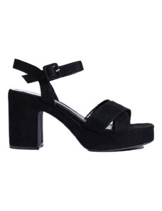 Praktické čierne dámske sandále na širokom podpätku
