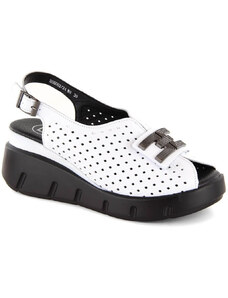 Filippo W PAW535 biele kožené sandále na platforme so vzorom azura