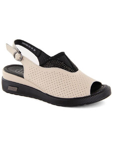 Filippo W PAW537 béžové kožené sandále na platforme s azurovou podrážkou