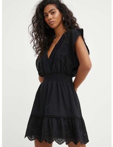 Bavlnené šaty The Kooples čierna farba, mini, áčkový strih, FROB28099K
