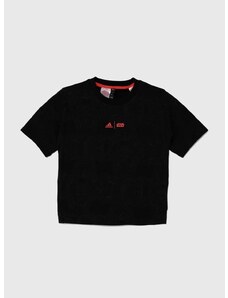 Detské tričko adidas J SW ZNE T čierna farba, vzorovaný, IV9637
