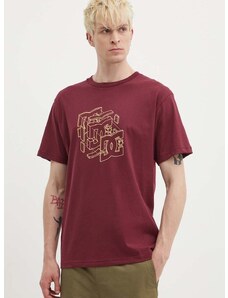Bavlnené tričko DC Rebuild pánske, bordová farba, s potlačou, ADYZT05337