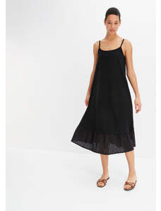 bonprix Džersejové šaty s dierkovanou vyšívkou, farba čierna