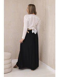 K-Fashion Viskózna sukňa s ozdobným pásom čierna