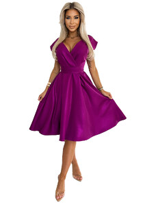 Flared dress with a clutch neckline and Numoco belt
