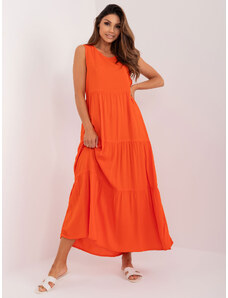 Oranžové maxi šaty bez rukávov s volánmi SUBLEVEL