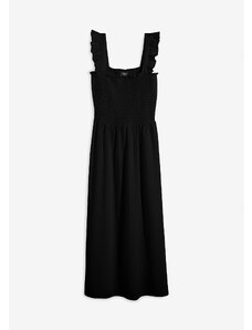 bonprix Džersejové šaty s nariasenými detailmi, midi dĺžka, farba čierna