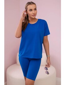 MladaModa Súprava top + krátke legíny model 9099 kráľovská modrá