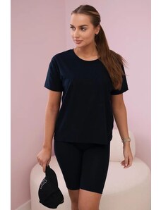 MladaModa Súprava top + krátke legíny model 9099 námornícka modrá