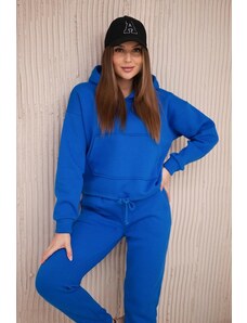 MladaModa Zateplená tepláková súprava s mikinou so zaväzovaním dole model 68816 kráľovská modrá
