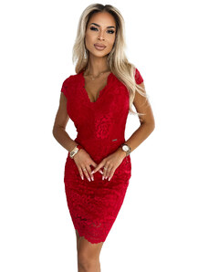 Lace dress with short sleeves and neckline Numoco