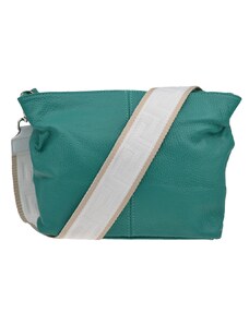 Tyrkysová kožená talianska crossbody kabelka Batilda Smeraldo s prídavným pruhom III NovaKabelka.sk