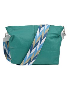 Tyrkysová kožená talianska crossbody kabelka Batilda Smeraldo s prídavným pruhom II NovaKabelka.sk