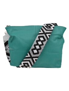 Tyrkysová kožená talianska crossbody kabelka Batilda Smeraldo s prídavným pruhom IV NovaKabelka.sk