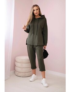 MladaModa Trojštvrťová súprava Milano Winter s kapucňou farba khaki