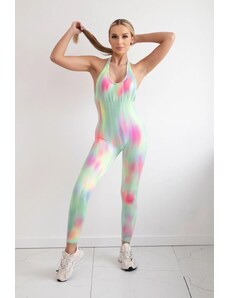 MladaModa Vzorovaný fitness push-up overal model 82381 zelený