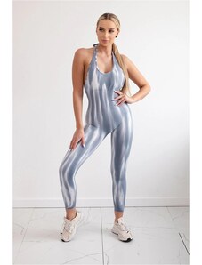 MladaModa Vzorovaný fitness push-up overal model 82381 šedý