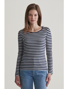 TRIČKO GANT SLIM STRIPED 1X1 RIBBED LS T-SHIRT EVENING BLUE