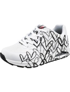 SKECHERS Nízke tenisky 'Uno - Spread The Love' sivá / čierna / biela