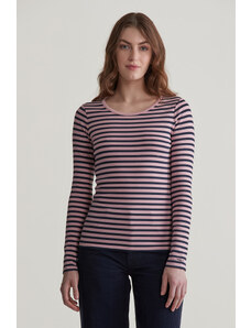 TRIČKO GANT SLIM STRIPED 1X1 RIBBED LS T-SHIRT DUSTY PINK