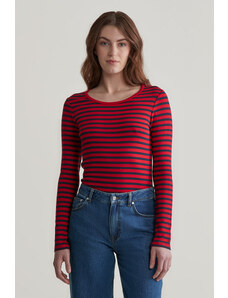 TRIČKO GANT SLIM STRIPED 1X1 RIBBED LS T-SHIRT RUBY RED
