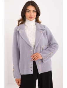 MladaModa Alpaka bunda so zapínaním na patentky model 25077 farba lila