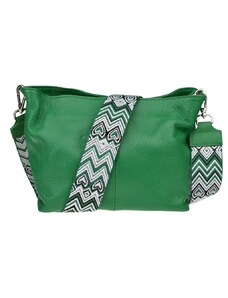 Zelená kožená talianska crossbody kabelka Batilda Verde s prídavným pruhom IV NovaKabelka.sk