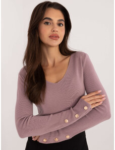 Wool Fashion Italia Purple classic long sleeve sweater