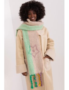 MladaModa Hrejivý vzorovaný šál s vrkočmi model 31601 béžový