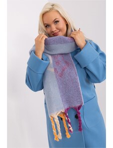 MladaModa Hrejivý vzorovaný šál s vrkočmi model 31601 svetlomodrý