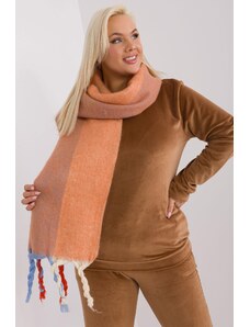 MladaModa Hrejivý vzorovaný šál s vrkočmi model 31601 koralový