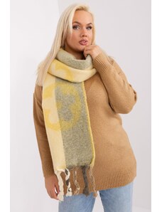 MladaModa Hrejivý vzorovaný šál s vrkočmi model 31601 svetlý žltý