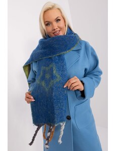 MladaModa Hrejivý vzorovaný šál s vrkočmi model 31601 farba kráľovská modrá