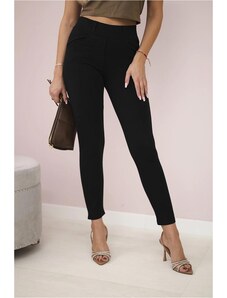 MladaModa Bavlnené nohavice s mašličkou model 3695 čierne