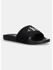 Šľapky Calvin Klein Jeans SLIDE MONOGRAM WMNS dámske, čierna farba, YW0YW01835