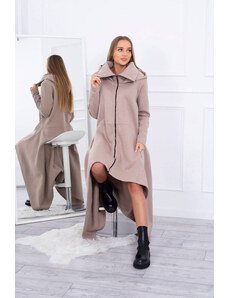 Béžové zateplené šaty s dlhšími bokmi 21756 - Kesi