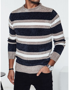 BASIC Modro-béžový pánsky pruhovaný sveter WX2263