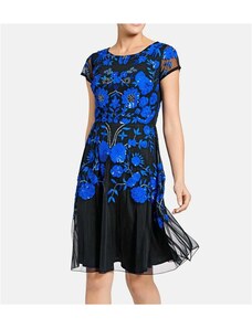 Vyšívané spoločenské šaty Ashley Brooke. čierno-modrá