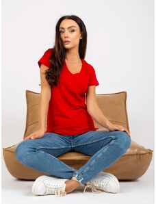 BASIC Feel Good Red cotton v-neck t-shirt