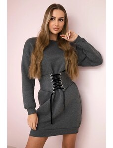 Zateplené šaty Aneli s ozdobným pásikom