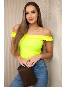 MladaModa Blúzka bez rukávov v štýle Hispánka model 9096 neónovo žltá