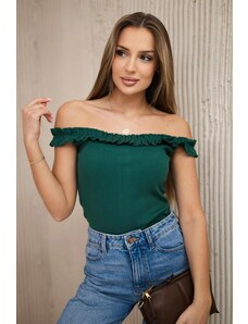 MladaModa Blúzka bez rukávov v štýle Hispánka model 9096 tmavozelená