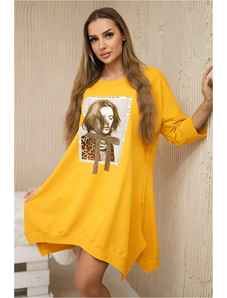 Šaty 9007 s potlačou a rozšíreným spodným dielom