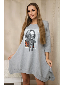 Šaty 9007 s potlačou a rozšíreným spodným dielom