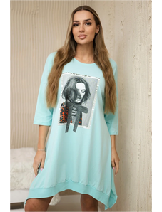 Šaty 9007 s potlačou a rozšíreným spodným dielom