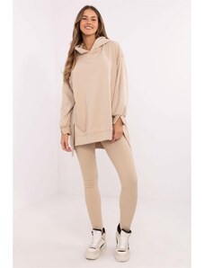 MladaModa Tepláková súprava s mikinou s rozparkami model 85805 béžová