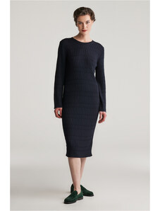 ŠATY GANT TEXTURED KNIT DRESS EVENING BLUE