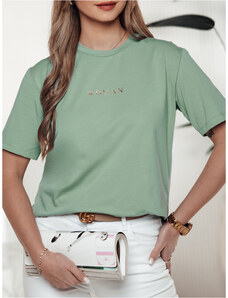 Dámske svetlotyrkysové basic tričko s nápisom WOMAN RY2553